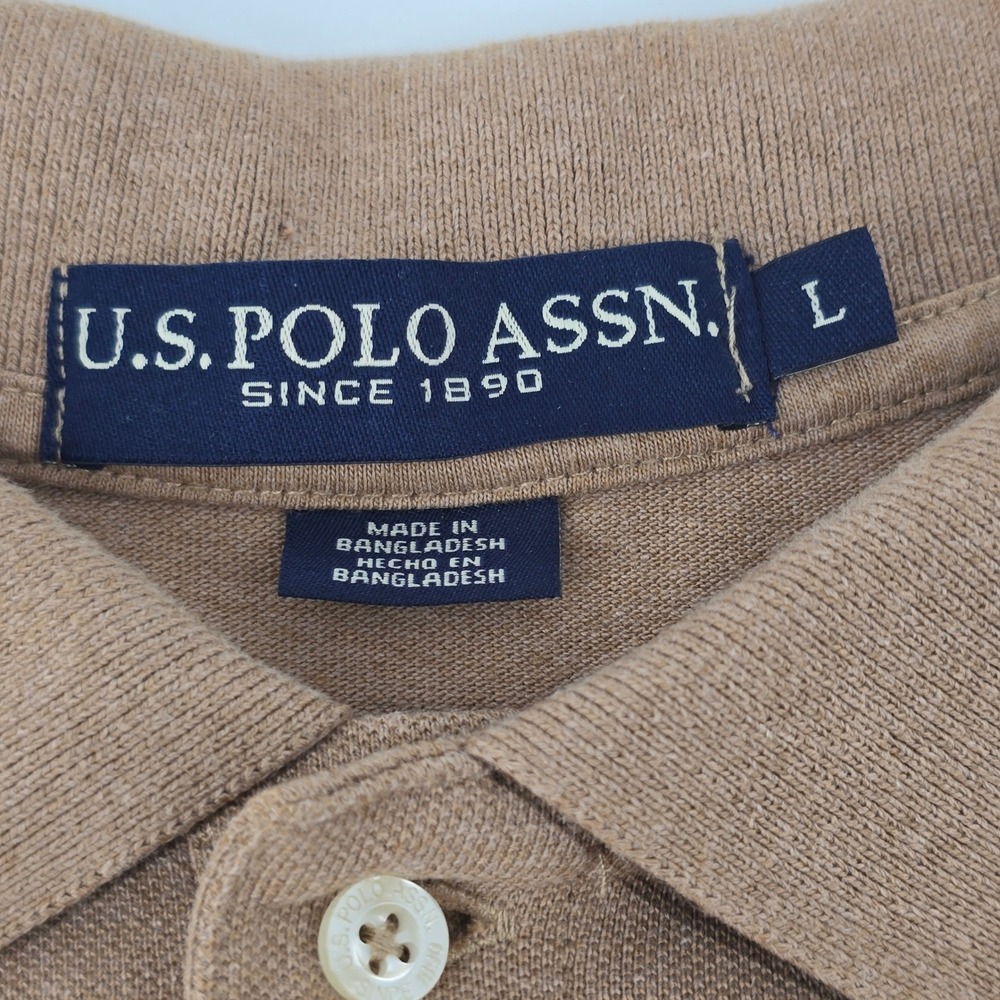 U.S. Polo Assn. Polo Shirt Men Large Brown Short Sleeve Heathered. PLEASE READ - Picture 3 of 15